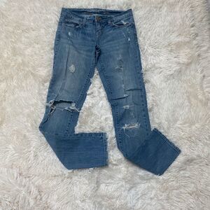 American Eagle low rise destroyed jeans